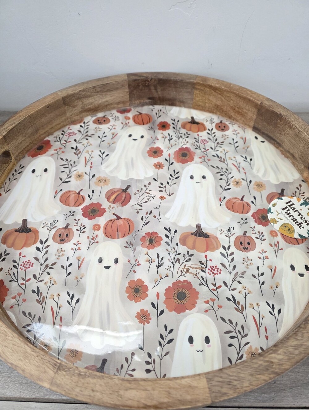 Viral Wooden Serving Tray with Halloween Ghost and Pumpkin Design - Picture 5 of 5